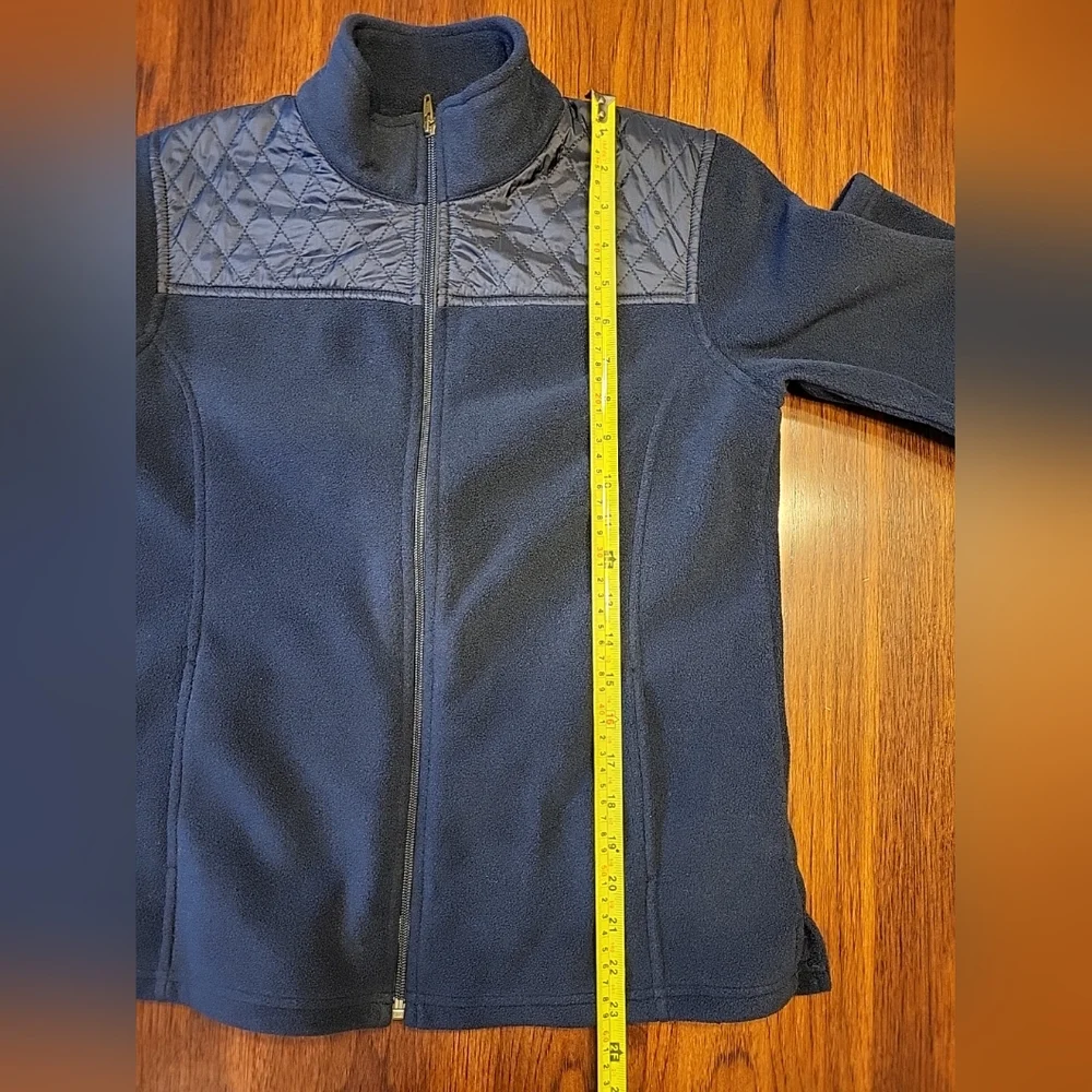 Talbots Women's Quilted Fleece Blue Full Zip Light Coat Jacket Petite Small